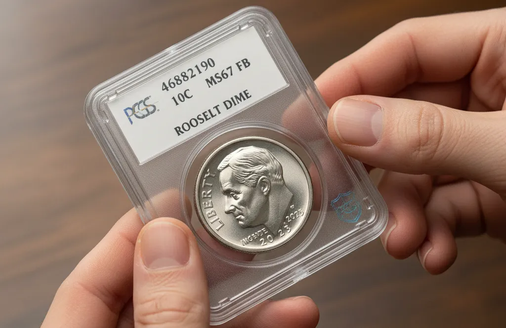 Roosevelt Dime in the hands